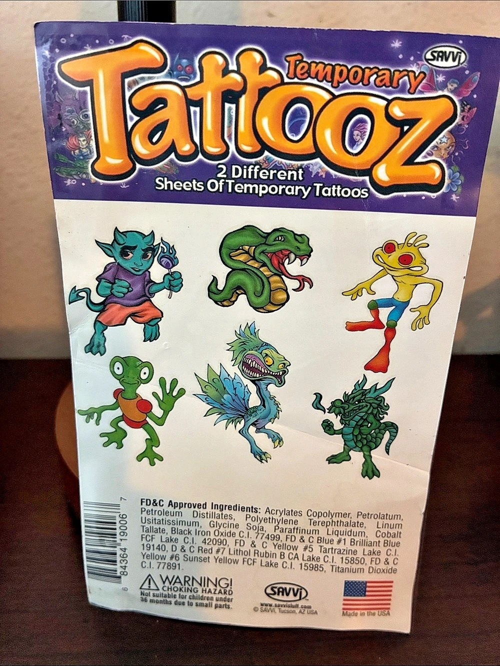 RARE Vintage Pack Of SAVVi Temporary Tattooz